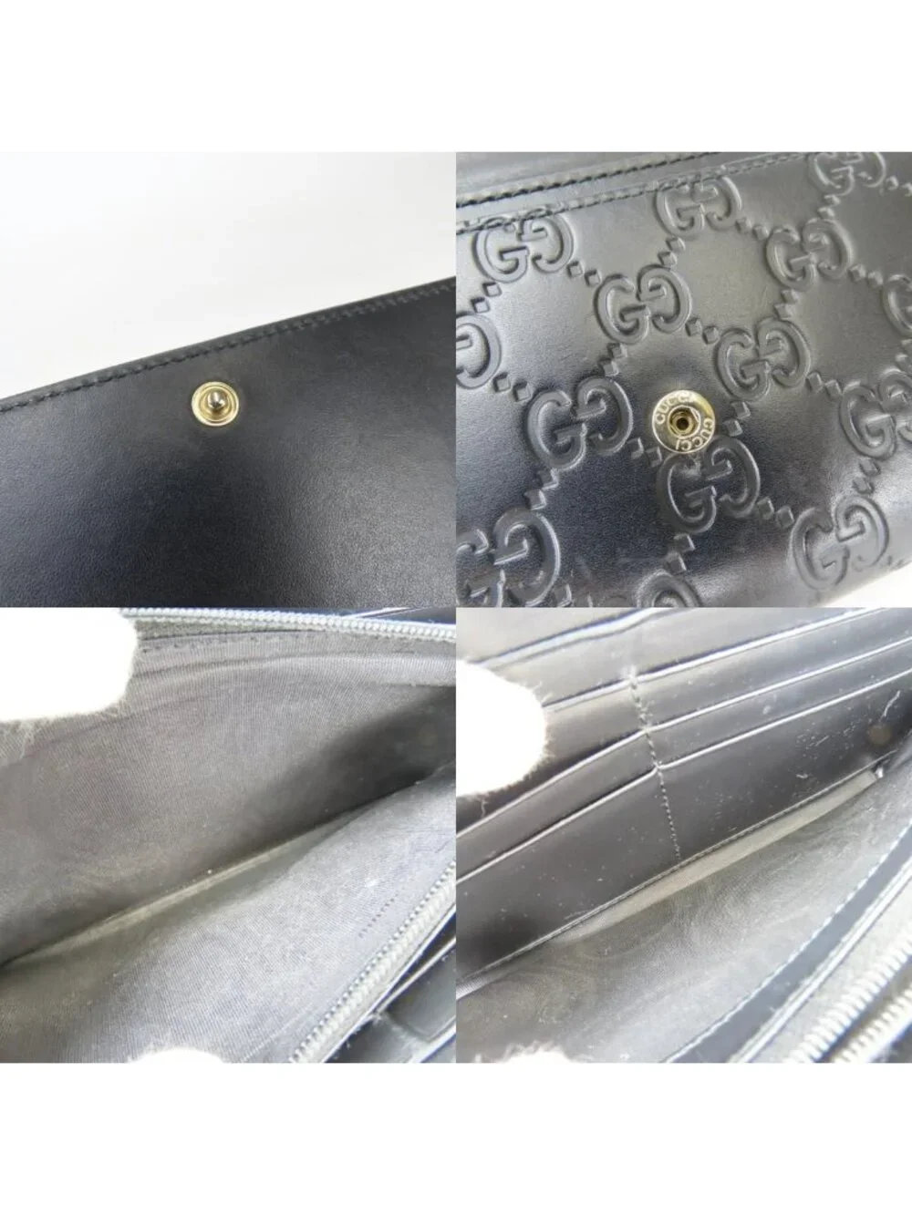 Gucci Wallet Ribbon Marais the Black Gold Guccissima Bifold - Picture 8 of 9